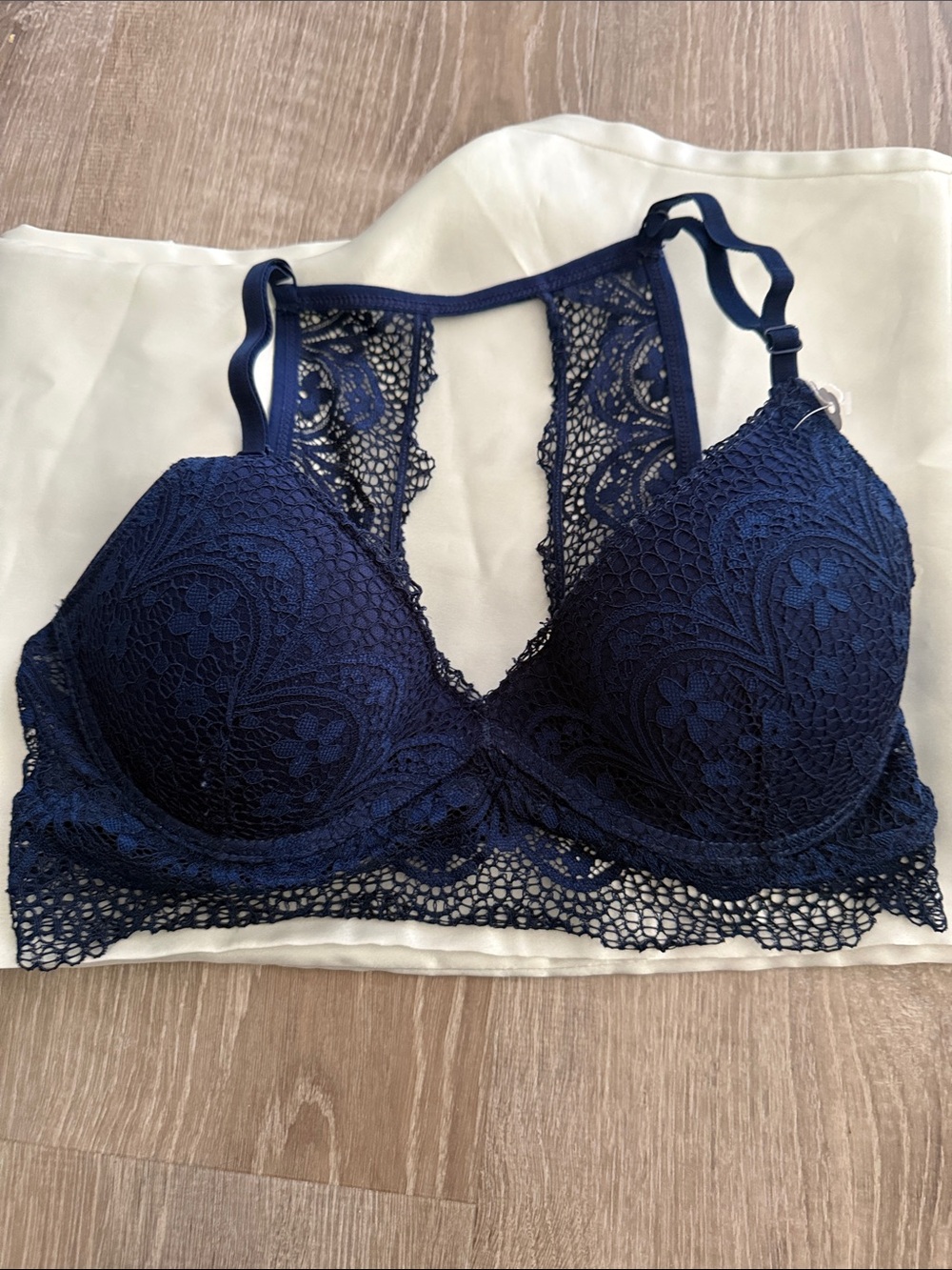 PINK Victoria's Secret Navy Lace Push-Up Bralette